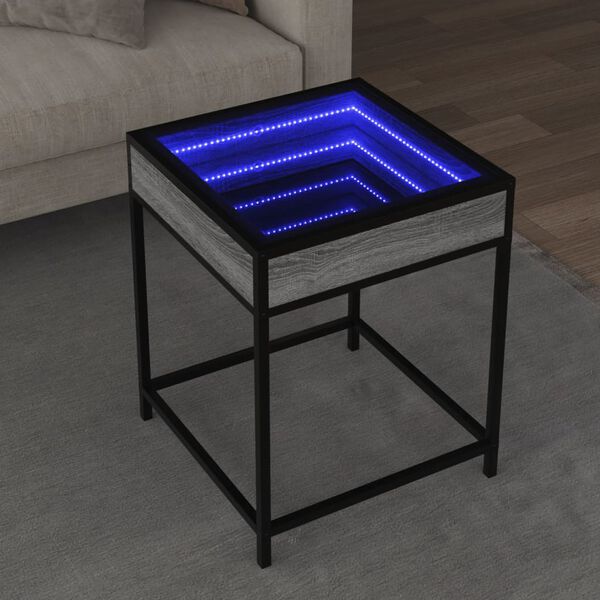 vidaXL Salontafel met Infinity LED 40x40x51 cm grijs sonoma eikenkleur