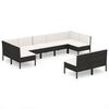 vidaXL 9-delige Loungeset met kussens poly rattan zwart