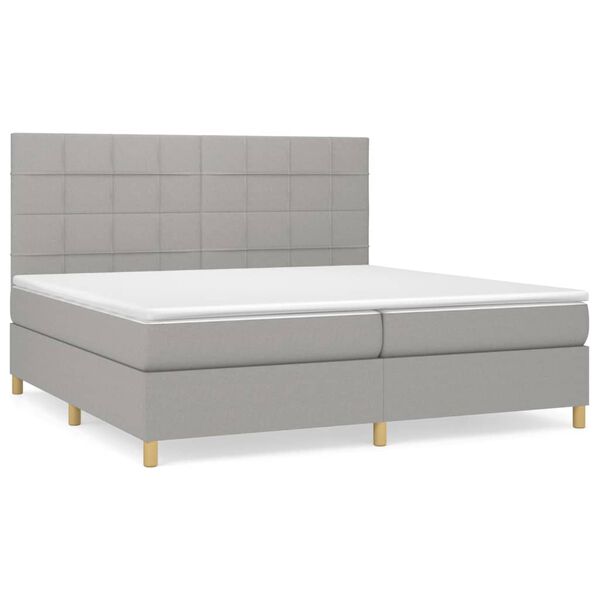 vidaXL Boxspring met matras stof lichtgrijs 200x200 cm
