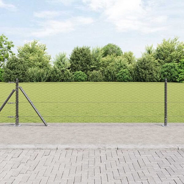 vidaXL Afrasteringspaal Grijs 25 x 0,4 m (36 mm gaas) Staal en PVC