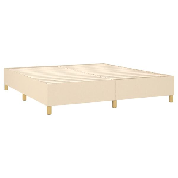 vidaXL Boxspring met matras stof cr&egrave;mekleurig 160x200 cm