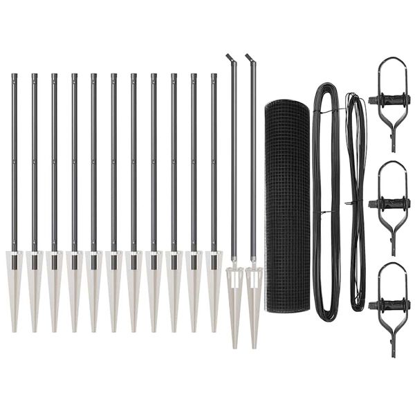 vidaXL Afrasteringspaal Grijs 25 x 1 m (25 x 25 mm gaas) Staal