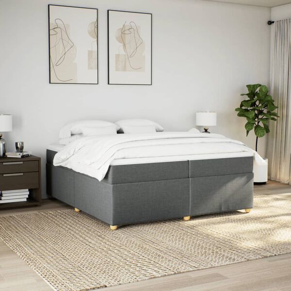 vidaXL Boxspring met matras stof donkergrijs 200x200 cm