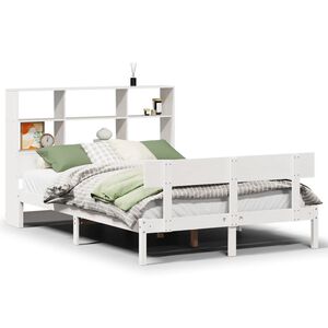 vidaXL Bed met boekenkast zonder matras grenenhout wit 120x200 cm