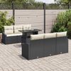vidaXL Tuin Sofa Set met kussen 7 pcs Zwart en cr&egrave;me 100 x 55 x 73 cm