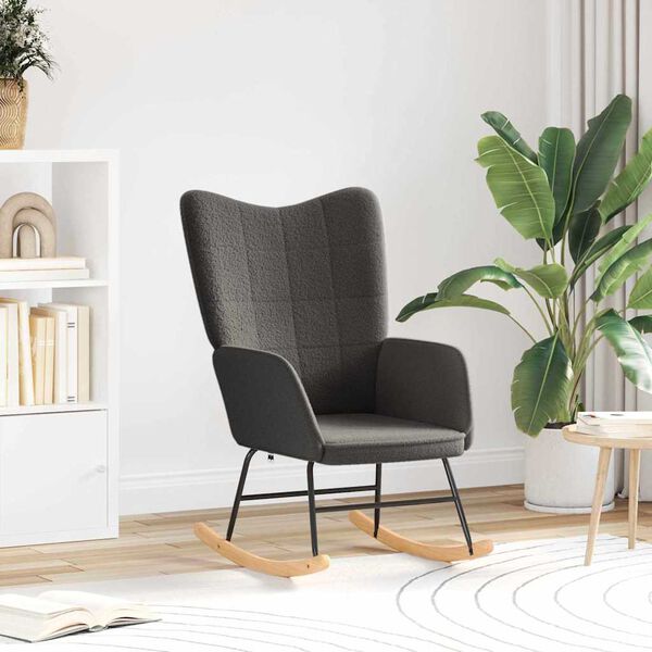 vidaXL Schommelstoel Donkergrijs Sherpa Stof