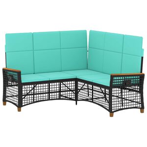 vidaXL Tuin ligbankset 5-Aantal zitplaatsen Zwart en Turquoise