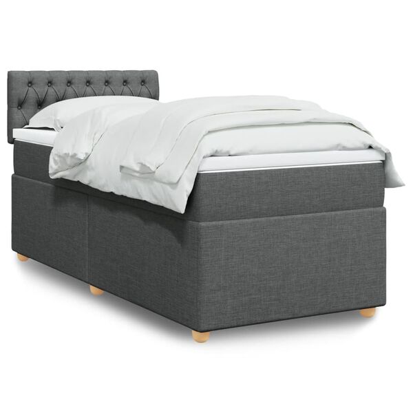 vidaXL Boxspring met matras stof donkergrijs Single