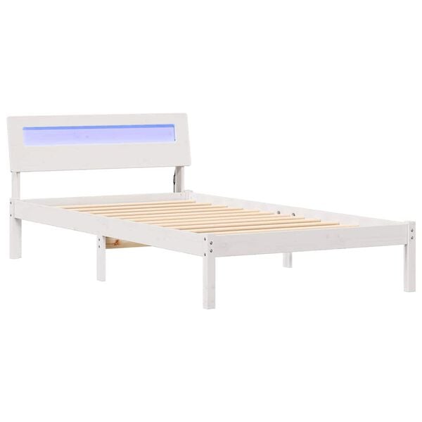 vidaXL Bedframe met hoofdeinde Wit 75 x 190 cm Massief grenenhout