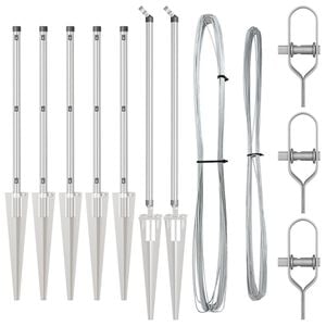 vidaXL Hekpalen 7 pcs Zilver Ø32mm 80 cm Gegalvaniseerd staal