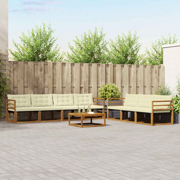 vidaXL Buiten bankenset met kussen 8 pcs Natuurlijk en Cr&egrave;me