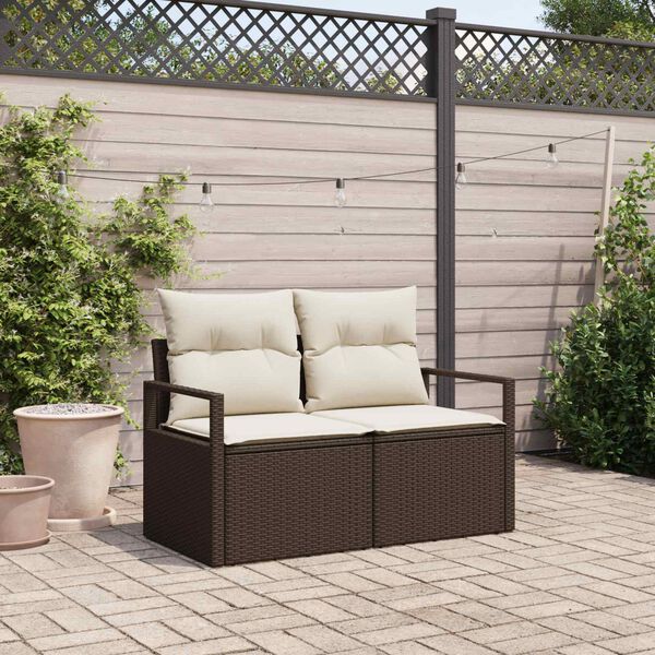 vidaXL Tuinbank met kussen 120 x 62 x 69 cm poly rattan