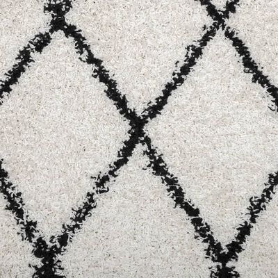 vidaXL Vloerkleed shaggy hoogpolig modern 60x110 cm crème en zwart