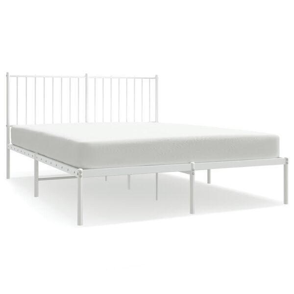 vidaXL Bedframe met hoofdbord metaal wit 140x190 cm