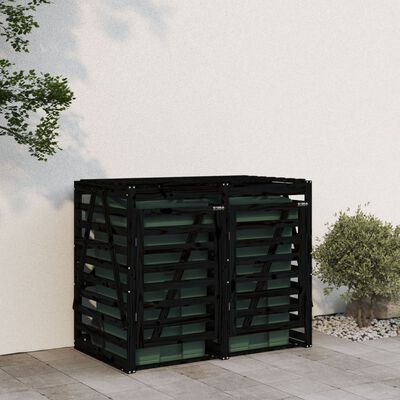 vidaXL Containerberging dubbel massief grenenhout zwart