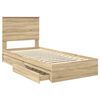 vidaXL Opslag bed met hoofdeinde Sonoma Eiken 90 x 200 cm Bewerkt hout
