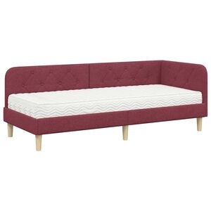 vidaXL Hoekbedframe Wijnrood 80 x 200 cm Stof