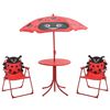 vidaXL 3-delige Bistroset voor kinderen met parasol rood