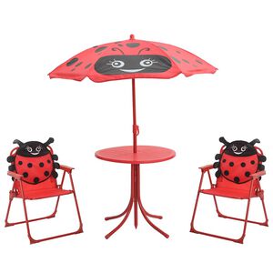 vidaXL 3-delige Bistroset voor kinderen met parasol rood