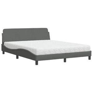 vidaXL Bed met matras "Dover" stof donkergrijs 160x200 cm