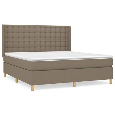 vidaXL Boxspring met matras stof taupe 180x200 cm