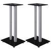 vidaXL Luidsprekerstandaards 2 st 2 pijlers gehard glas zwart zilver