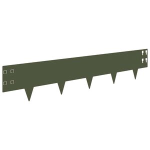 vidaXL Gazonrand 10 pcs 100 x 20 cm Staal Olijfgroen