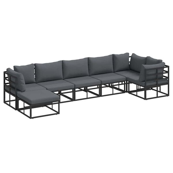 vidaXL Tuin Sofa Set met kussen Zwart Aluminium