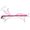 vidaXL Massagetafel inklapbaar 4 zones aluminium wit en roze
