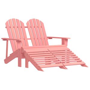 vidaXL Tuinstoel 2-zits Adirondack met voetenbank vurenhout roze
