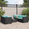 vidaXL 6-delige Loungeset met kussens poly rattan zwart