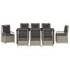 vidaXL Tuin eettafelset 9 pcs Lichtgrijs poly rattan