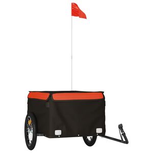 vidaXL Fietstrailer 45 kg ijzer zwart en oranje