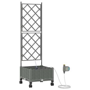 vidaXL Tuin Pot met Irrigatie en Wielen Lichtgrijs 40 x 40 x 132 cm PP