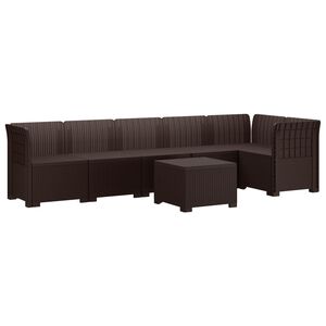 vidaXL 6-Zits Tuin Sofa Rattan Look PP Bruin