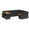 vidaXL 10-delige Loungeset met kussens poly rattan zwart