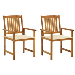 vidaXL Tuinstoelen 2 st met kussens massief acaciahout