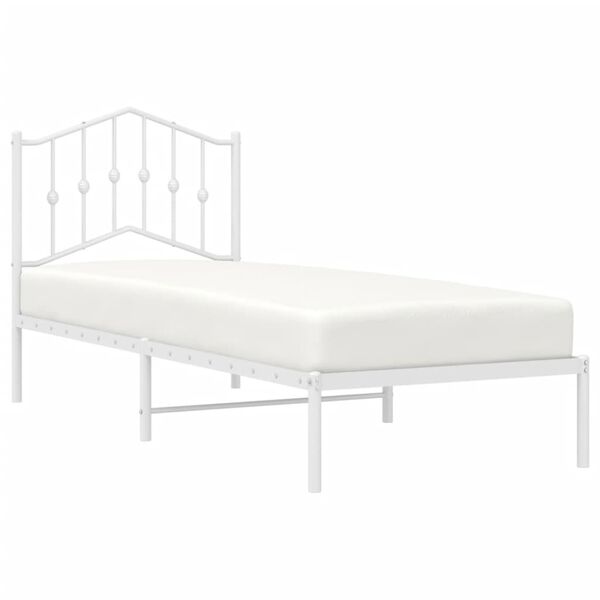 vidaXL Bedframe met hoofdbord metaal wit 90x200 cm