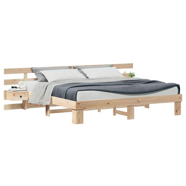 vidaXL Bedframe met hoofdeinde Bruin 180 x 200 cm Massief grenenhout