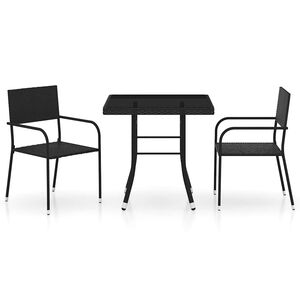 vidaXL 3-delige Tuinset poly rattan zwart