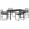 vidaXL Tuin eettafelset 5 pcs Zwart poly rattan