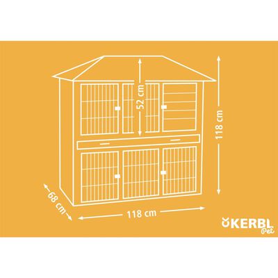 Kerbl Konijnenhok Villa 118x68x118 cm geglazuurd hout