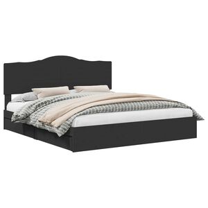 vidaXL Opslag bed met lade met opslag Zwart 200 x 200 cm Bewerkt hout