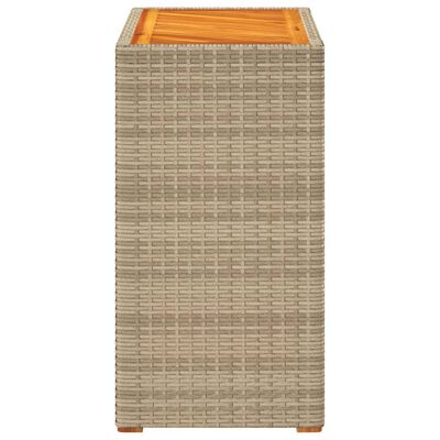 vidaXL Tuinbijzettafel met houten blad 60x40x75 cm poly rattan beige