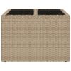 vidaXL Tuintafel met glazen blad 55x55x37 cm poly rattan beige