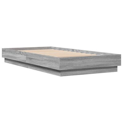 vidaXL Bedframe bewerkt hout grijs sonoma eikenkleurig 75x190 cm