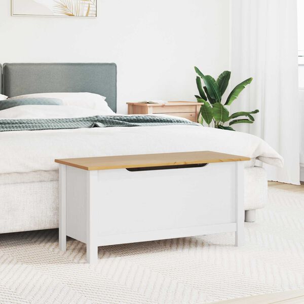 vidaXL Opbergbox met opslag Hill Wit en honingbruin 90 x 40 x 45 cm