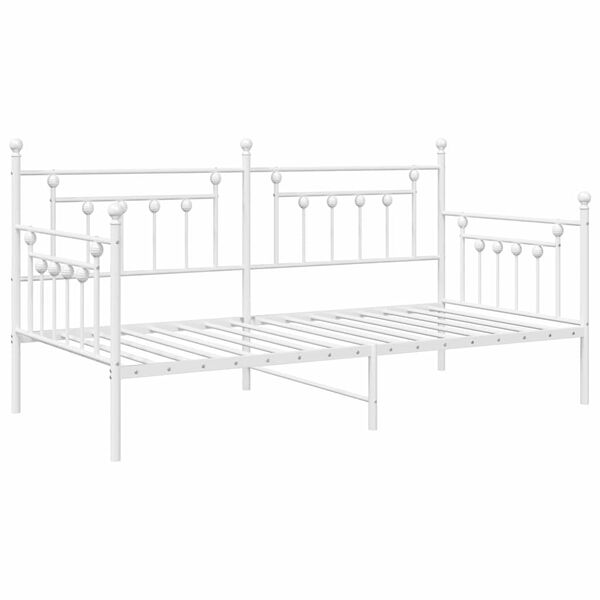 vidaXL Bedframe voor een daybed met hoofdeinde Wit 100 x 190 cm Staal