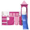 vidaXL Kinderhoogslaper met toren 80x200 cm massief grenenhout roze