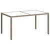 vidaXL Tuintafel 150x90x75 cm gehard glas en poly rattan grijs